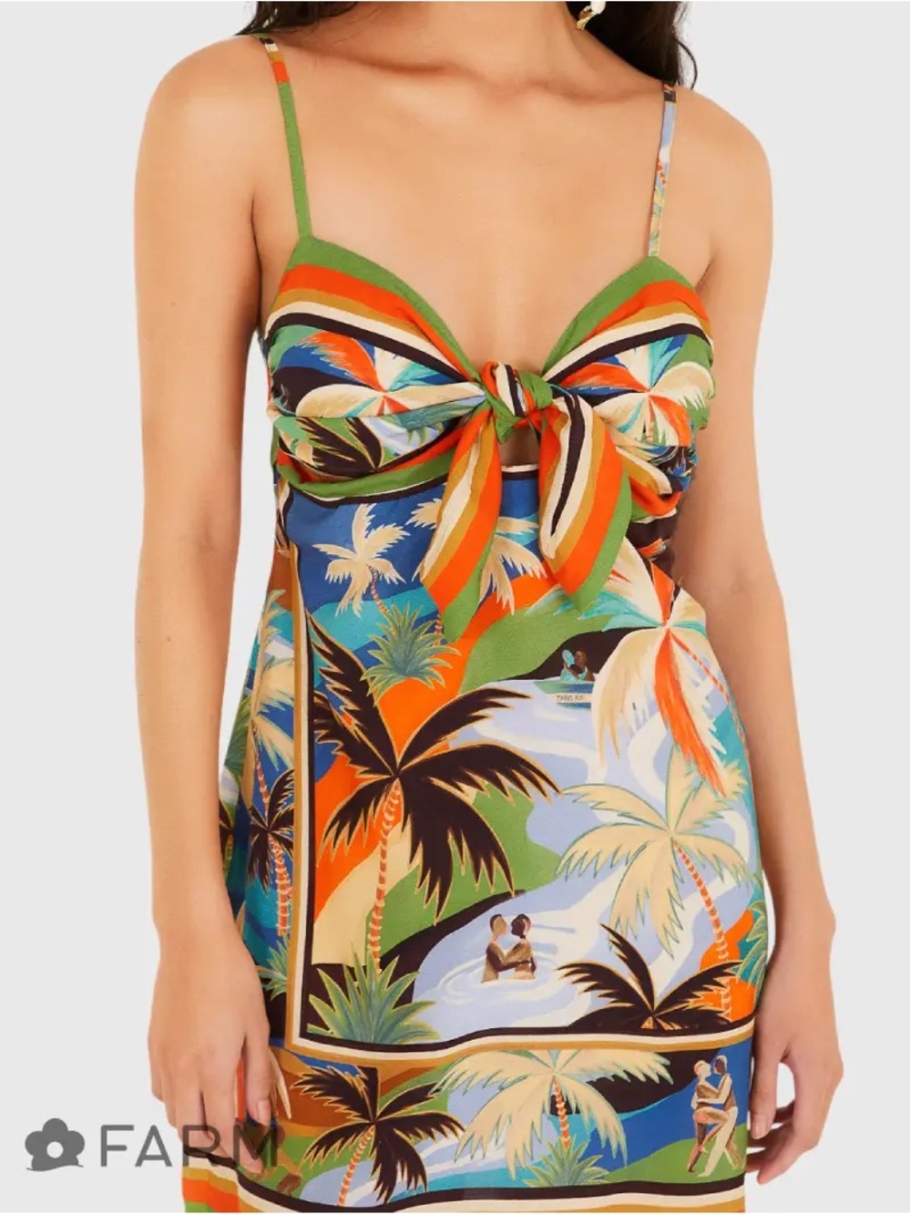Farm Rio Bem Me Quer Scarf Print Mini Dress NWT S - Picture 3 of 4